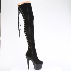 Platform Lace Up Back High Heel Thigh High Boots